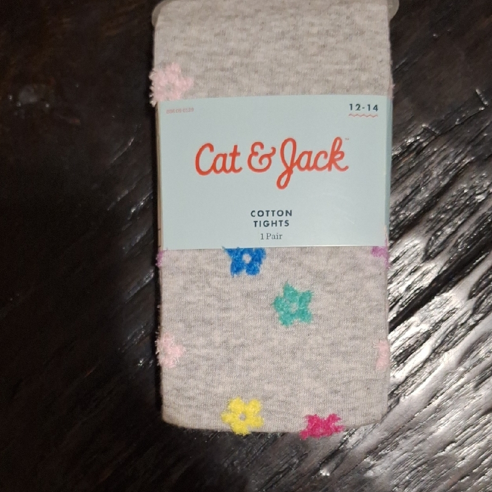 Cat & Jack Gray Leggings with Colorful Flower Pattern